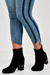 Black Faux Suede Block Heel Boots - Anasofia-Boots