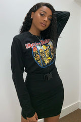 Black Faux Suede Buckle Front Mini Skirt - Leya-Skirts