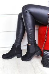 Black Faux Suede Chelsea Style Ankle Boot - Jeanie-Boots