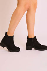 Black Faux Suede Chelsea Style Ankle Boot - Jeanie-Boots