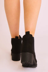 Black Faux Suede Chelsea Style Ankle Boot - Jeanie-Boots