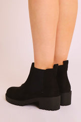 Black Faux Suede Chelsea Style Ankle Boot - Jeanie-Boots