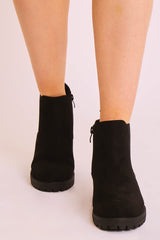 Black Faux Suede Chelsea Style Ankle Boot - Jeanie-Boots