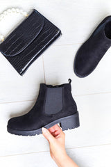 Black Faux Suede Chelsea Style Ankle Boot - Jeanie-Boots