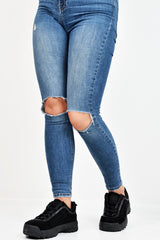 Black Faux Suede Lace Up Sole Detail Trainers - Aviana-Trainers