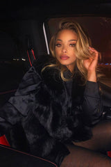 Black Faux leather and Fur Gilet - Felicia-Jackets