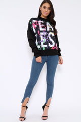 Black Fearless Paint Splatter Sweatshirt - Eliza-Sweatshirts