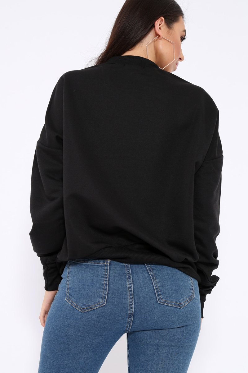 Black Fearless Paint Splatter Sweatshirt - Eliza-Sweatshirts