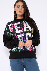 Black Fearless Paint Splatter Sweatshirt - Eliza-Sweatshirts