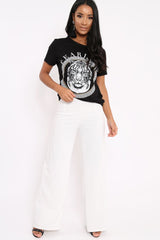 Black Fearless Slogan Print T-Shirt - Gala-Tops