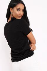 Black Fearless Slogan Print T-Shirt - Gala-Tops