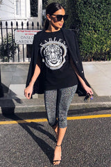 Black Fearless Slogan Print T-Shirt - Gala-Tops