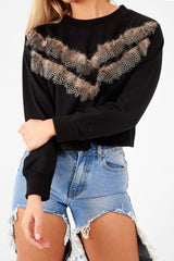 Black Feather Chevron Sweatshirt - Maysen-Sweatshirts