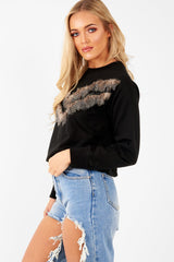 Black Feather Chevron Sweatshirt - Maysen-Sweatshirts