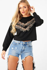 Black Feather Chevron Sweatshirt - Maysen-Sweatshirts
