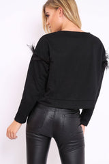 Black Feather Sweatshirt - Keny-Jumper
