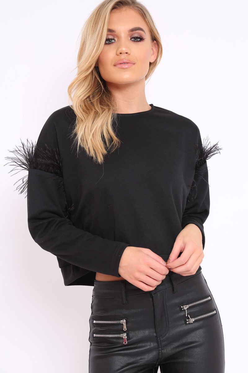 Black Feather Sweatshirt - Keny-Jumper