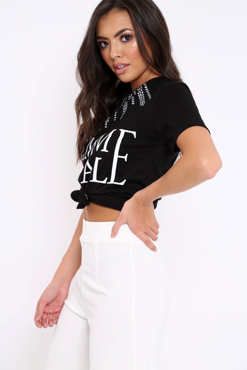 Black Femme Fatale Slogan T-shirt - Sienna-Tops