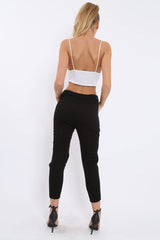 Black Fish Net Panel Detail Joggers - Mikaela-Trousers