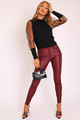 Black Fishnet Mesh Sleeve Top - Ebbie-Tops