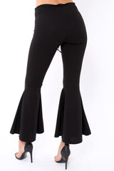 Black Flare Trousers with Lace Up Front - Gaby-Trousers