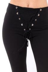 Black Flare Trousers with Lace Up Front - Gaby-Trousers