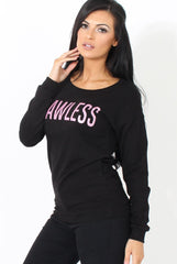 Black Flawless Slogan Sweatshirt- Venessa-Jumpers