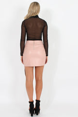 Black Flocked High Neck Bodysuit - Louisa-Bodysuits