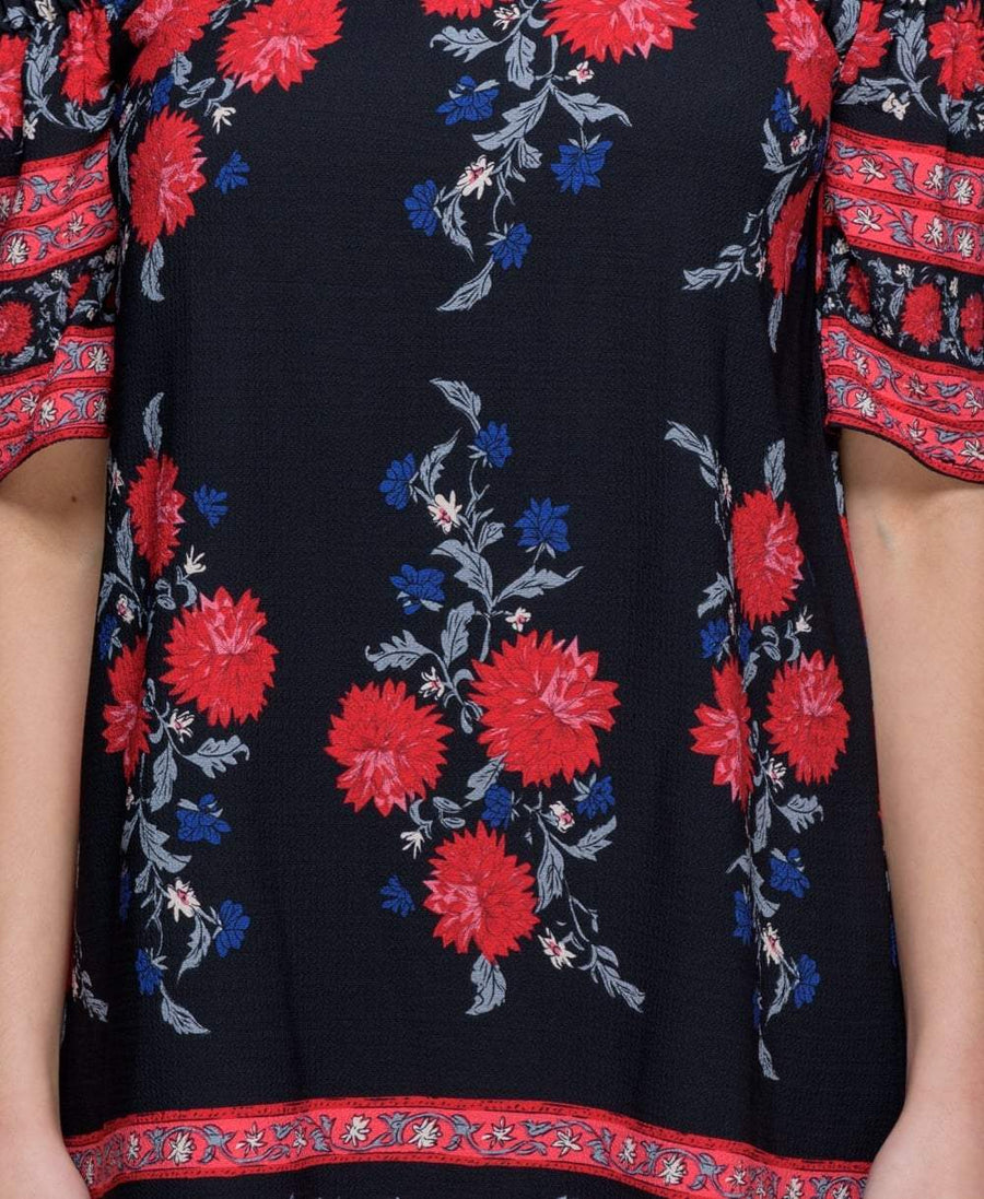 Black Floral Bardot Dress - Tamia-Dresses