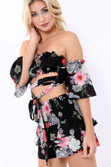 Black Floral Co-Ord Set - Adana-Co-ords