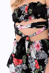 Black Floral Co-Ord Set - Adana-Co-ords