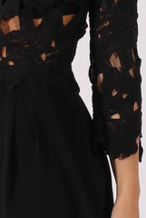 Black Floral Crochet Playsuit - Agatha-Playsuits