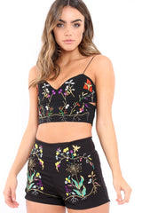 Black Floral Embroidered Co-ord - Ezmai-Co-ords