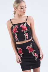 Black Floral Embroidered Co-ord - Stacey-Co-ords