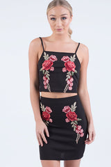 Black Floral Embroidered Co-ord - Stacey-Co-ords