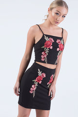Black Floral Embroidered Co-ord - Stacey-Co-ords