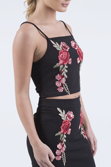 Black Floral Embroidered Co-ord - Stacey-Co-ords