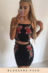 Black Floral Embroidered Co-ord - Stacey-Co-ords