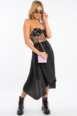 Black Floral Embroidered Corset Bodysuit - Ysabella-Bodysuits