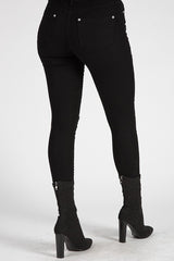 Black Floral Embroidered Ripped Skinny Jeans - Ariel-Jeans