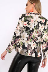 Black Floral Peplum Top - Tyra-Tops