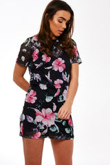 Black Floral Spot Dress - Betsy-Dresses