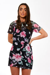 Black Floral Spot Dress - Betsy-Dresses