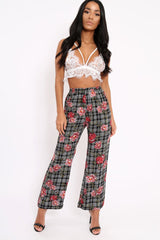 Black Floral Trousers - Vicy-Trousers