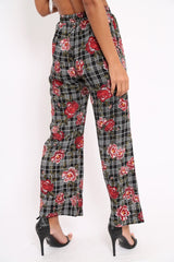 Black Floral Trousers - Vicy-Trousers