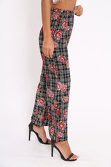 Black Floral Trousers - Vicy-Trousers