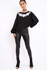 Black Flower Jumper Tie Back - Alchemy-Jumper