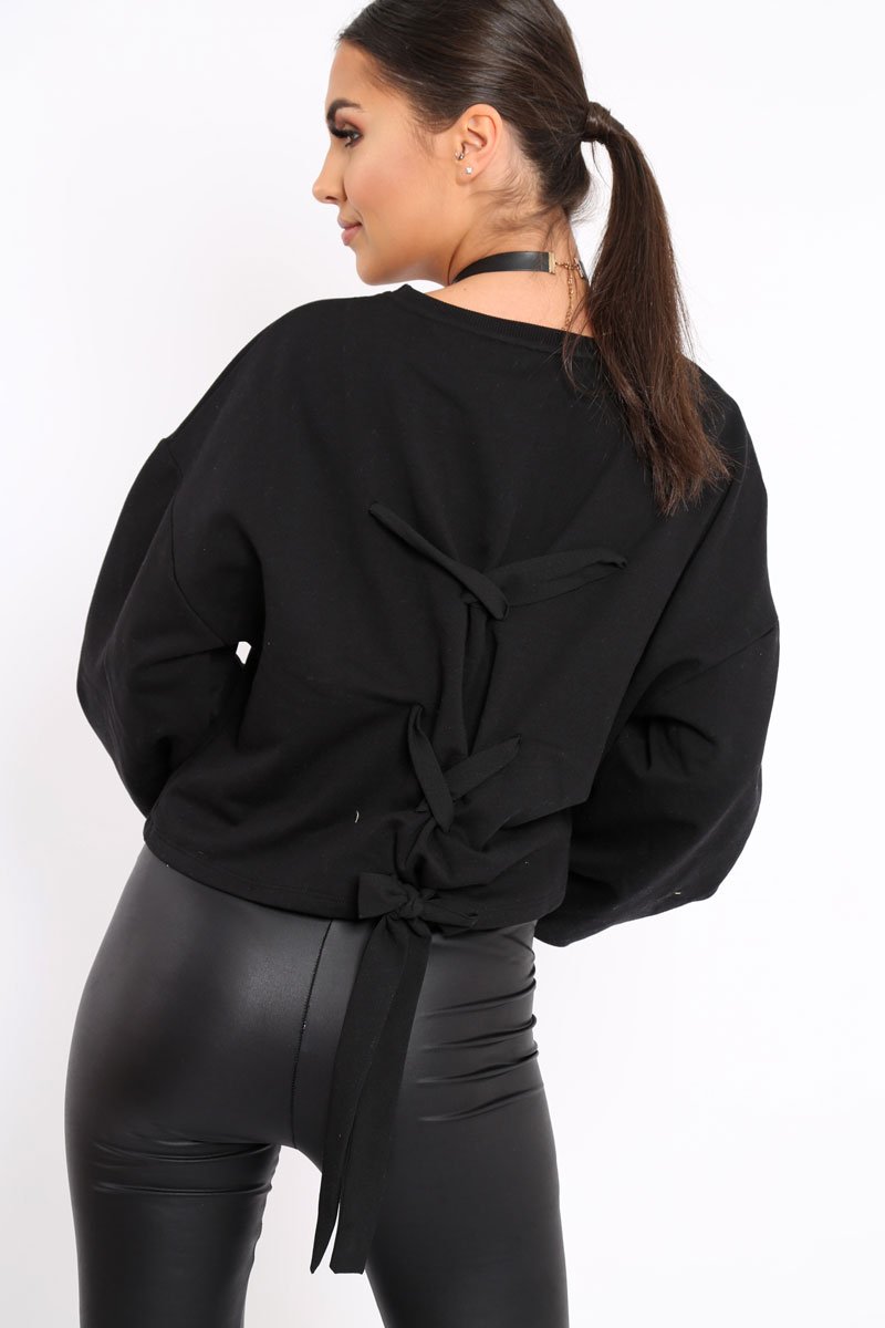 Black Flower Jumper Tie Back - Alchemy-Jumper