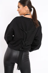 Black Flower Jumper Tie Back - Alchemy-Jumper