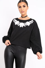 Black Flower Jumper Tie Back - Alchemy-Jumper